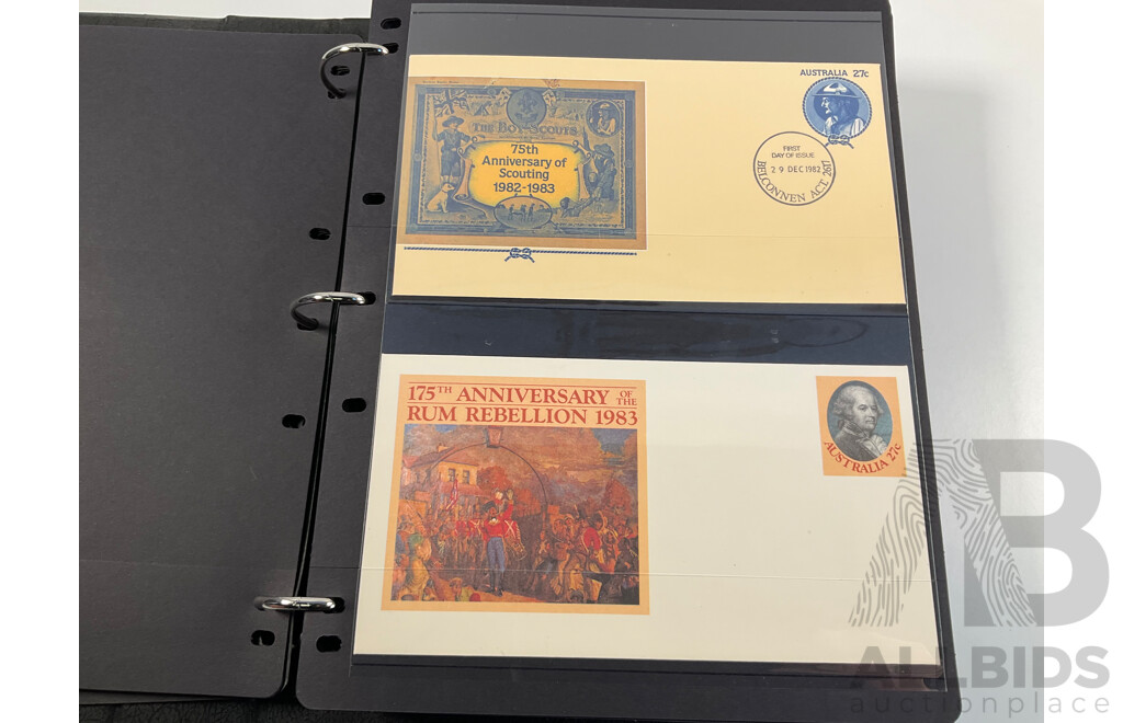 Album of Australian First Day Covers and Pre Stamped Envelopes, Examples Spanning 1982 to 1988