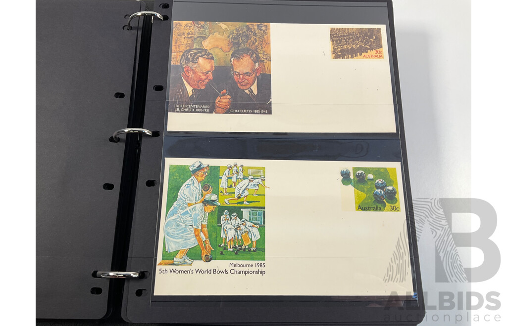 Album of Australian First Day Covers and Pre Stamped Envelopes, Examples Spanning 1982 to 1988