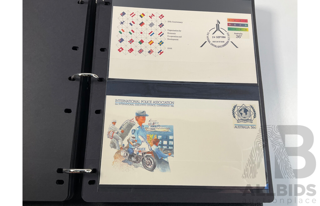 Album of Australian First Day Covers and Pre Stamped Envelopes, Examples Spanning 1982 to 1988