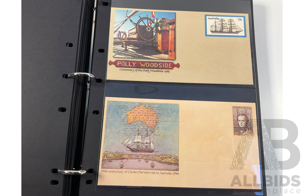 Album of Australian First Day Covers and Pre Stamped Envelopes, Examples Spanning 1982 to 1988