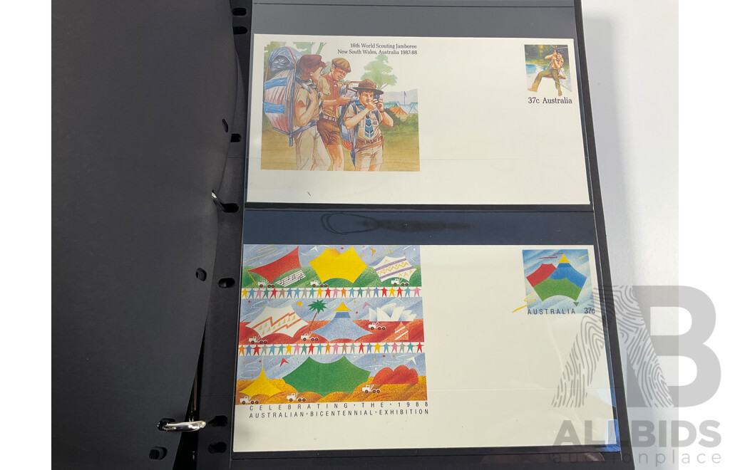 Album of Australian First Day Covers and Pre Stamped Envelopes, Examples Spanning 1982 to 1988