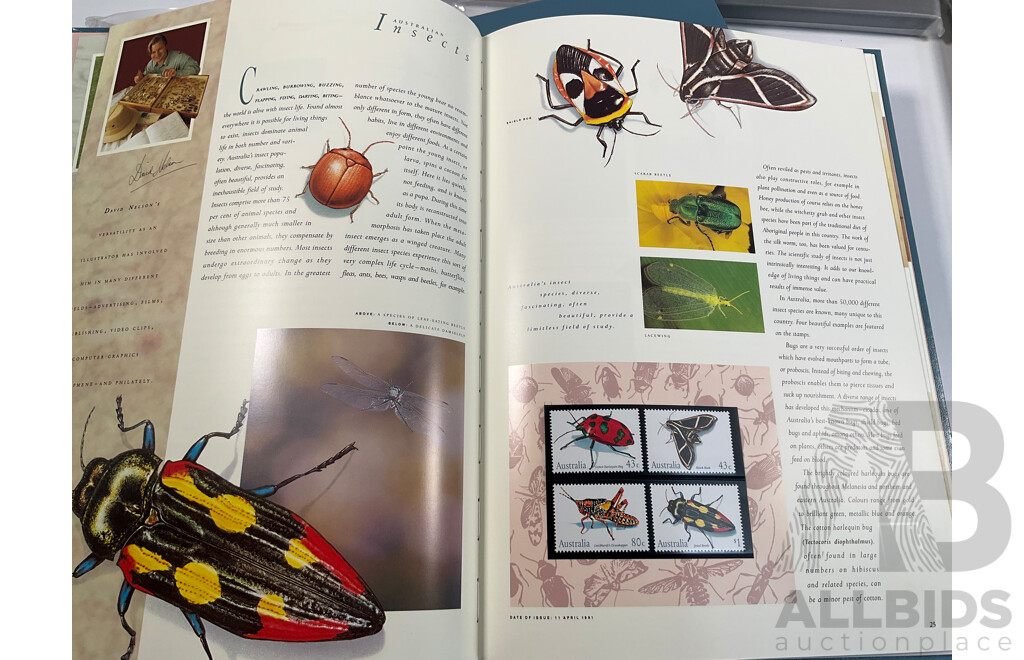 Six Australian Mint Annual Stamp Albums Including 1987, 1988, 1989, 1990, 1991, 1992 - Face Value $217