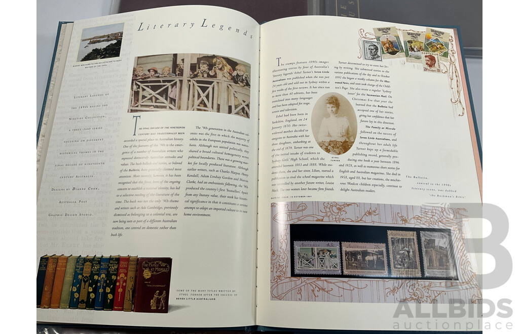 Six Australian Mint Annual Stamp Albums Including 1987, 1988, 1989, 1990, 1991, 1992 - Face Value $217