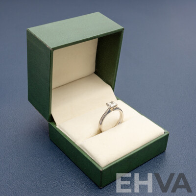 18ct White Gold Solitaire Natural Princess Cut Engagement Ring, Size L.5. Total Weight - 4.12gms