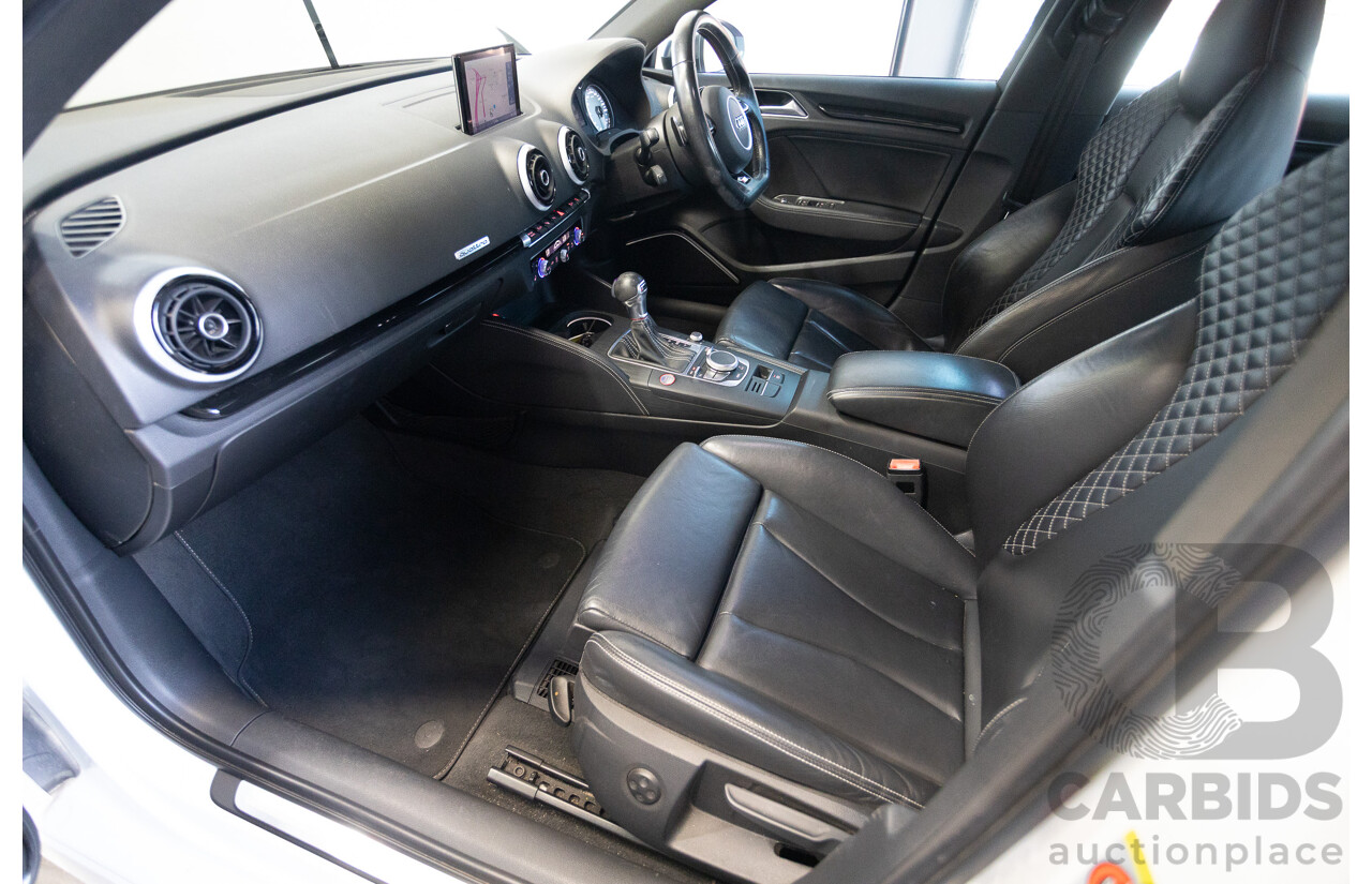 7/2016 Audi S3 2.0 TFSI QUATTRO (AWD) 8V MY15 4D Sedan Glacier White Turbo 2.0L