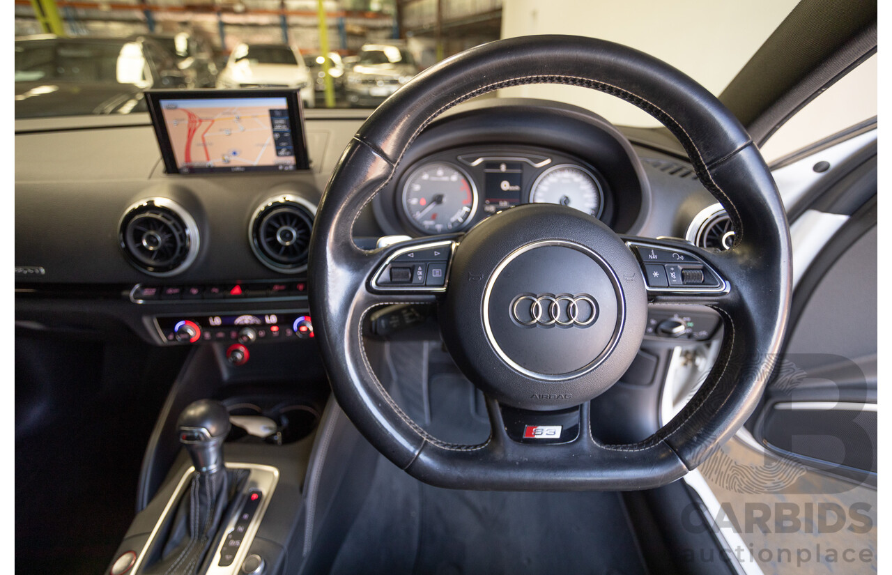 7/2016 Audi S3 2.0 TFSI QUATTRO (AWD) 8V MY15 4D Sedan Glacier White Turbo 2.0L