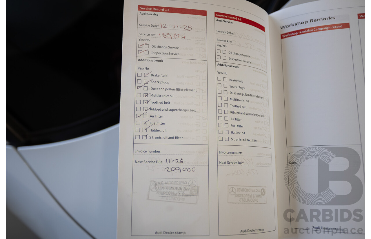 7/2016 Audi S3 2.0 TFSI QUATTRO (AWD) 8V MY15 4D Sedan Glacier White Turbo 2.0L