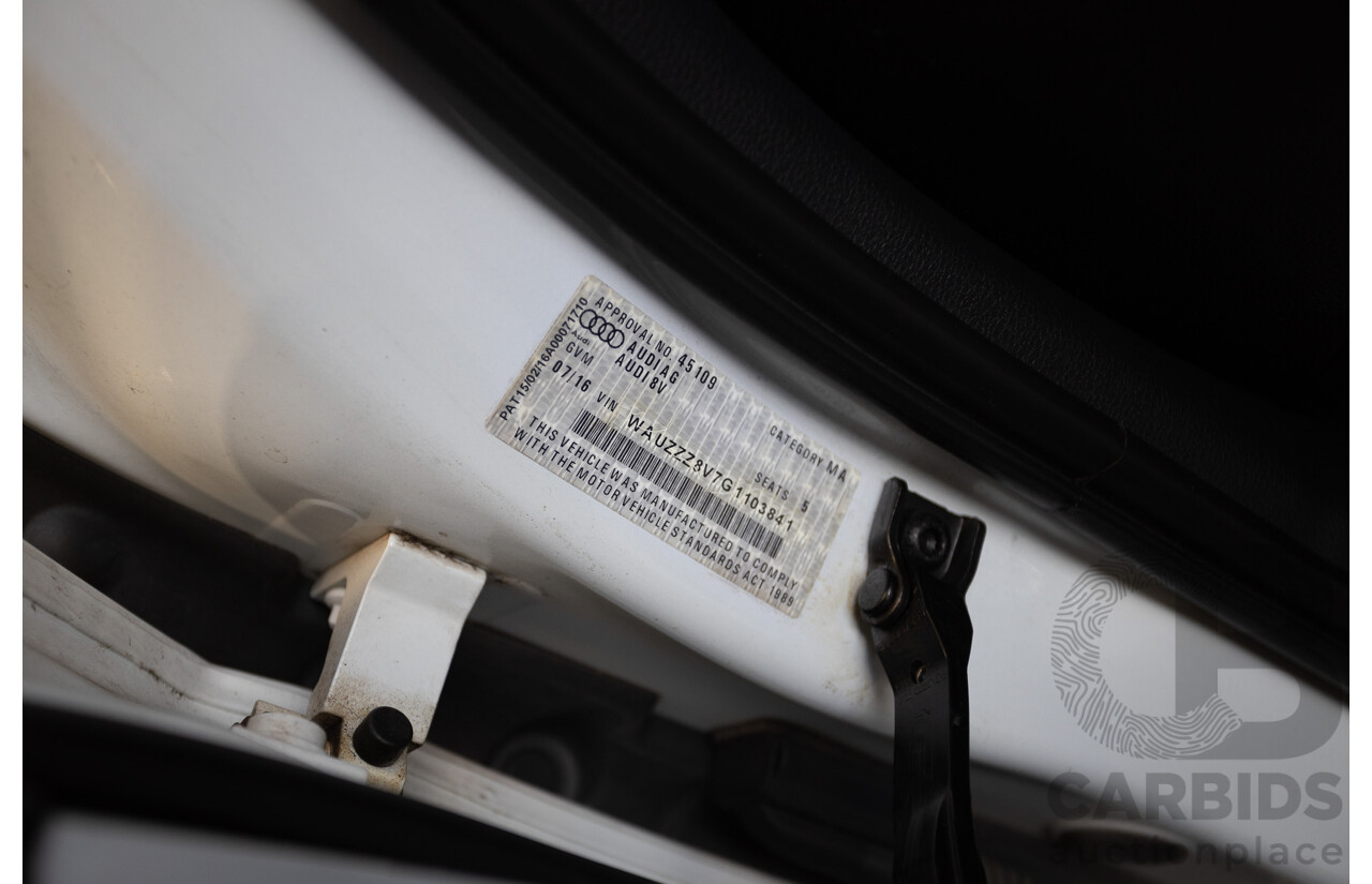 7/2016 Audi S3 2.0 TFSI QUATTRO (AWD) 8V MY15 4D Sedan Glacier White Turbo 2.0L