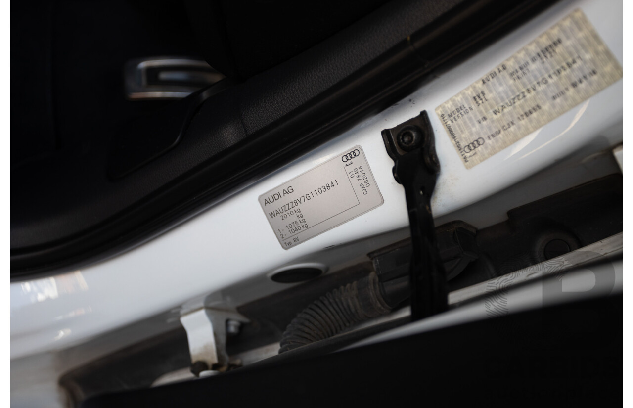 7/2016 Audi S3 2.0 TFSI QUATTRO (AWD) 8V MY15 4D Sedan Glacier White Turbo 2.0L