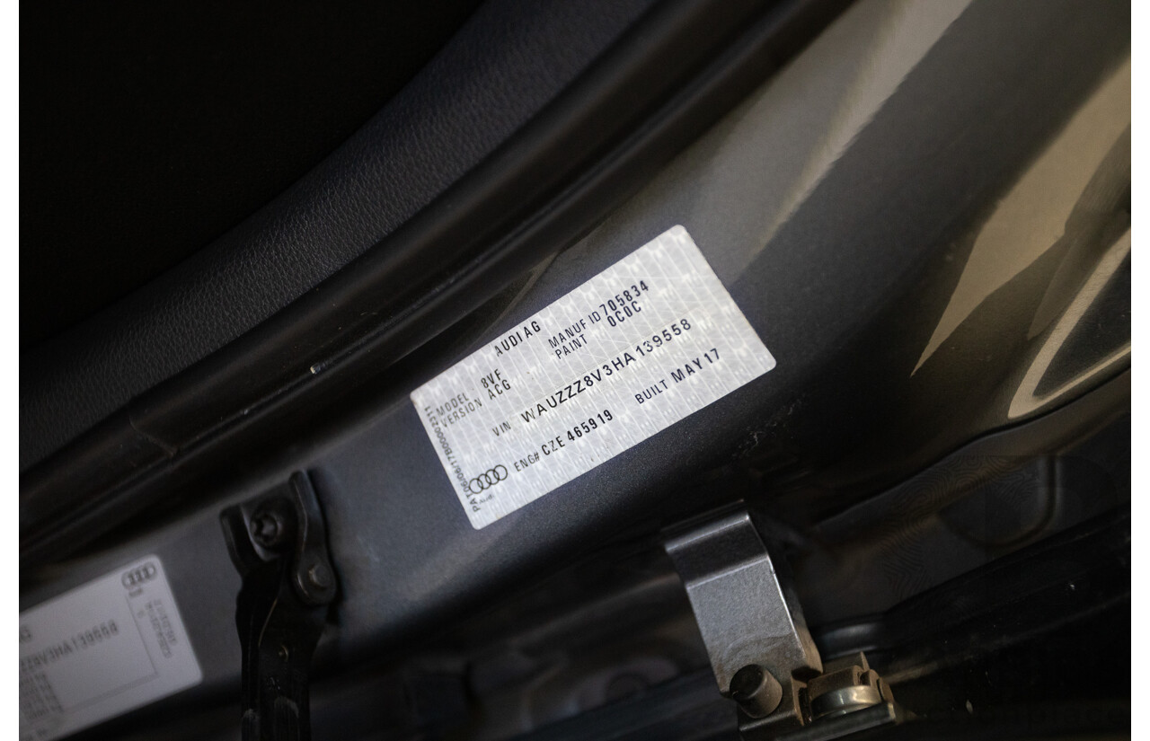 10/2017 Audi A3 TFSI Sportback COD 8V MY18 5D Hatchback Monsoon Grey Metallic Turbo 1.4L