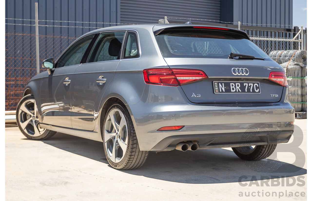 10/2017 Audi A3 TFSI Sportback COD 8V MY18 5D Hatchback Monsoon Grey Metallic Turbo 1.4L