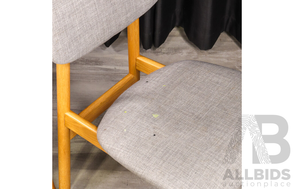 Modern Timber Dining Table with Four Upholstered Chairs by Freedom Furniture