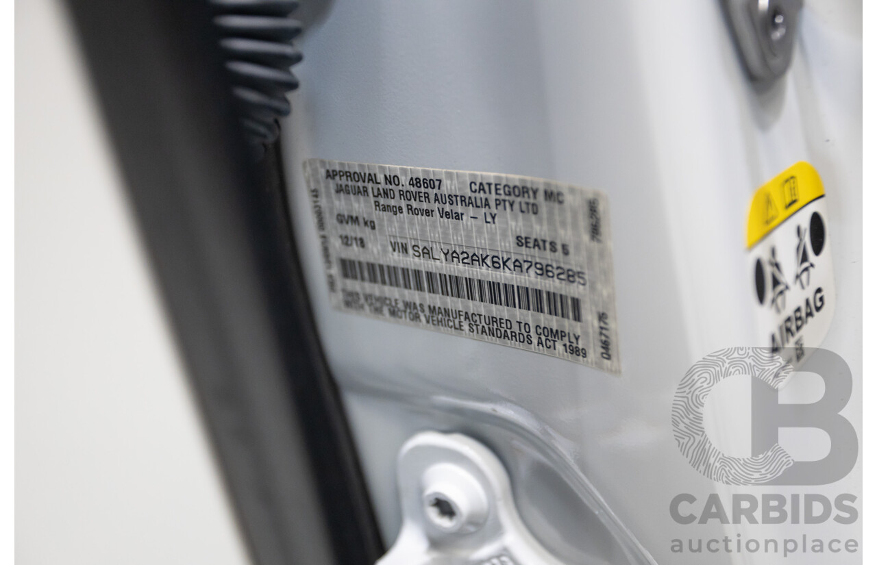 12/2018 Range Rover Velar D300 R-Dynamic S (AWD)  MY18 4D Wagon Fuji White Turbo Diesel 3.0L