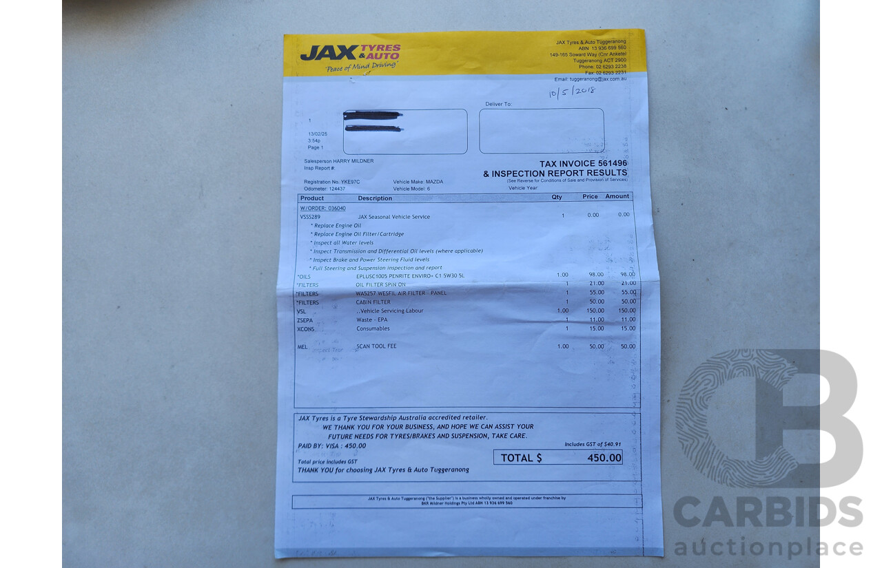 12/2014 Mazda Mazda6 Atenza 6C 4d Sedan White 2.2L