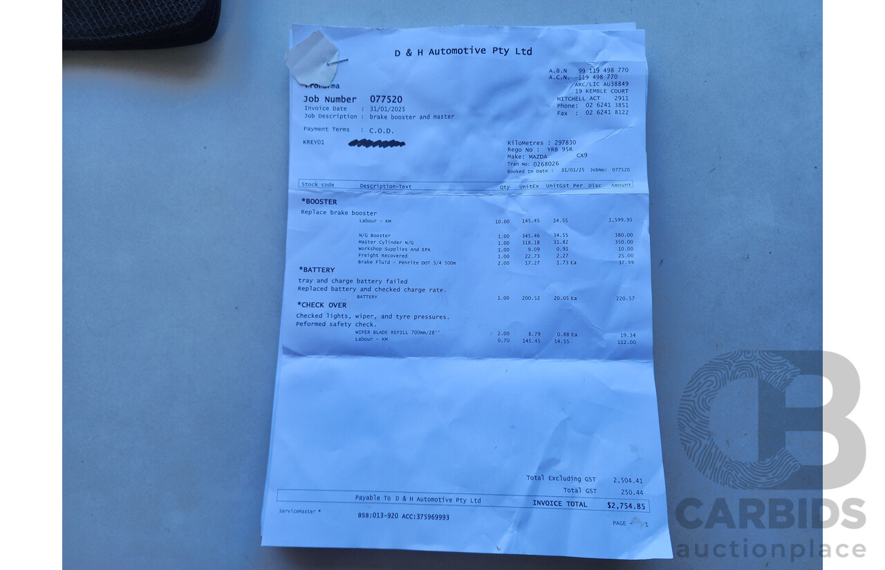 11/2008 Mazda Cx-9 Luxury  4d Wagon Black 3.7L