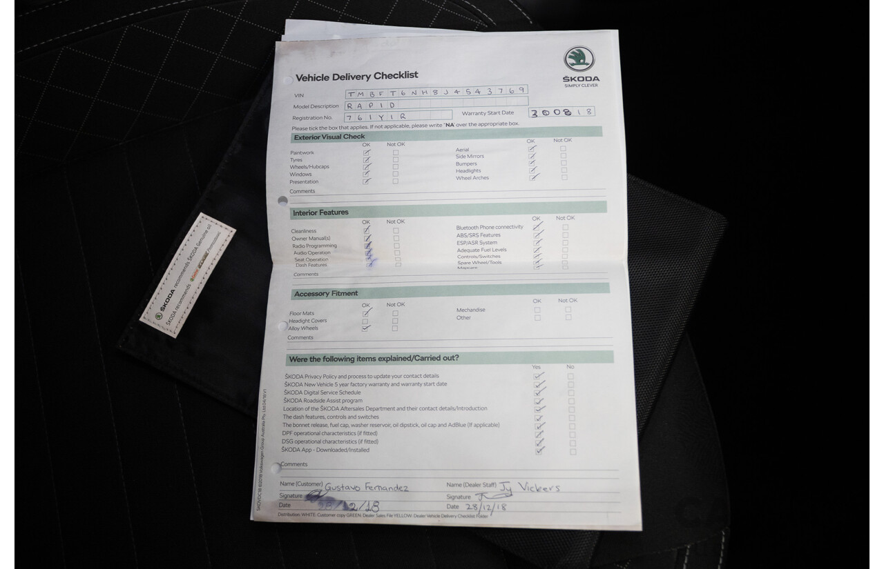 03/2018 Skoda Rapid  92 TSI NH MY18 4D Wagon Corrida Red Turbo 1.4L