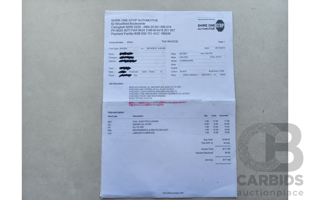 11/2008 Holden Commodore 60TH Anniversary VE MY09 4d Sportwagon Black 3.6L