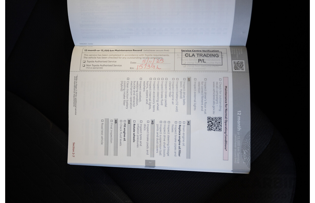 11/2024 Toyota Corolla Ascent Sport Hybrid ZWE219R 5D Hatchback Glacier White 1.8L - 70kw Hybrid