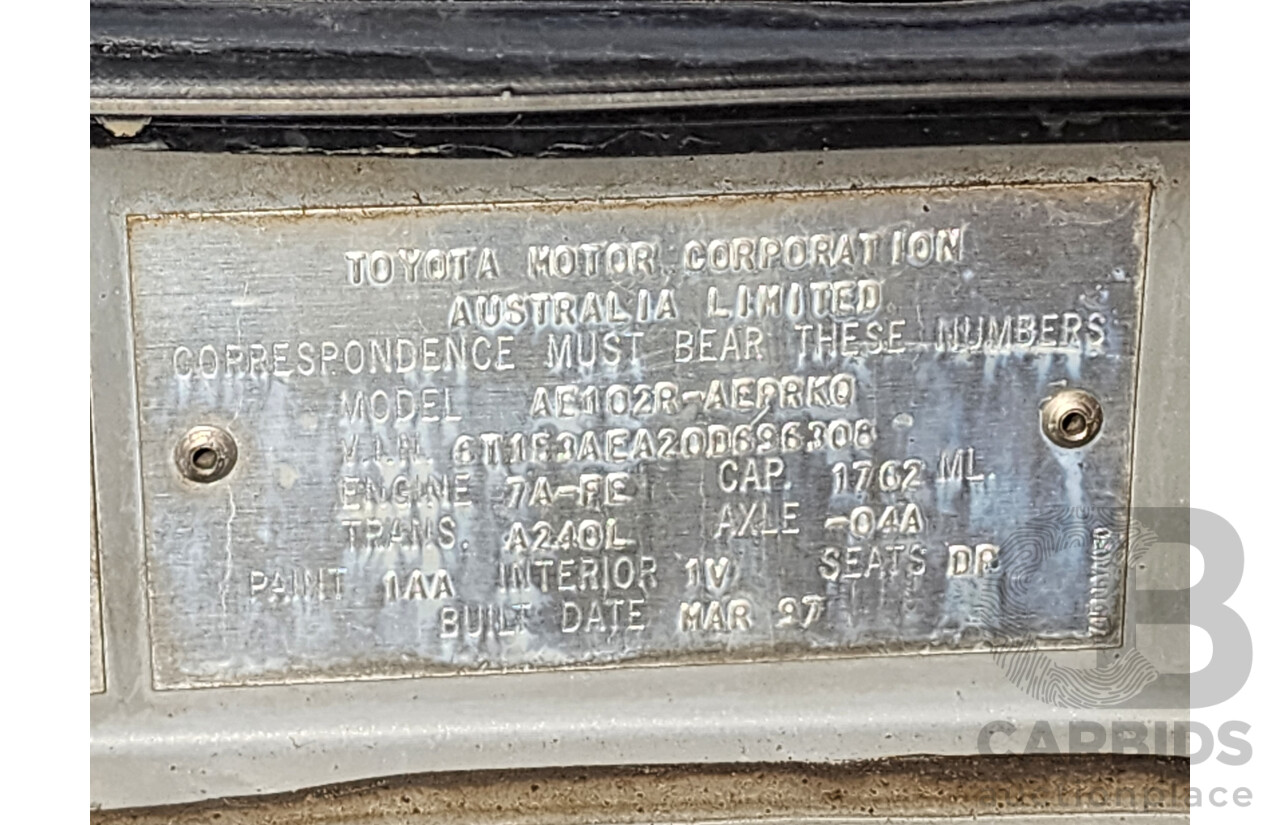 3/1997 Toyota Corolla Conquest AE102R 4d Sedan Silver 1.8L