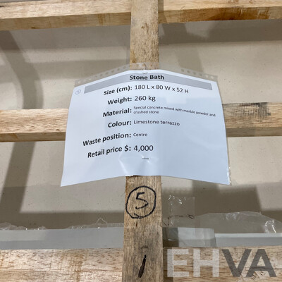 Stone Bath - Limestone Terrazzo (180L X 80W X 52H ) - ORP $4,000.00