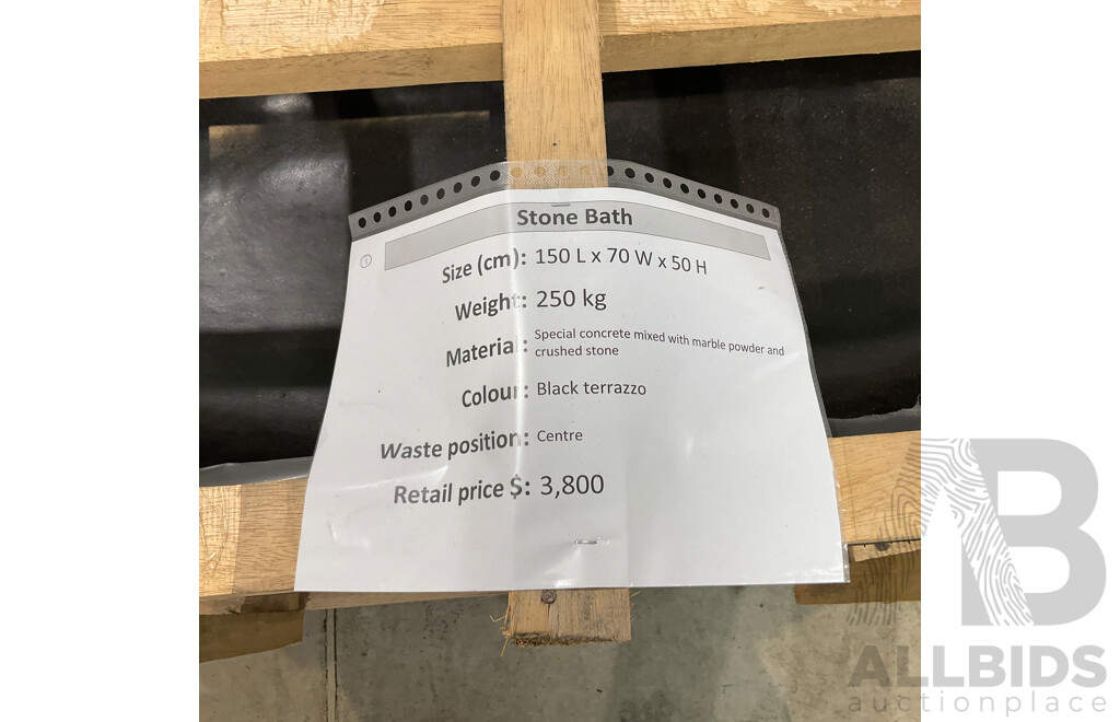 Stone Bath - Black Terrazzo  (150L X 70W X 50H ) - ORP $3,800.00