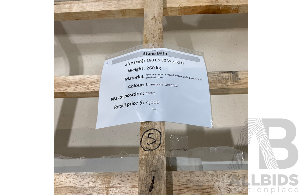 Stone Bath - Limestone Terrazzo (180L X 80W X 52H ) - ORP $4,000.00