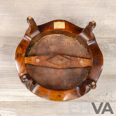 Victorian Oak Footstool with Tapestry Top