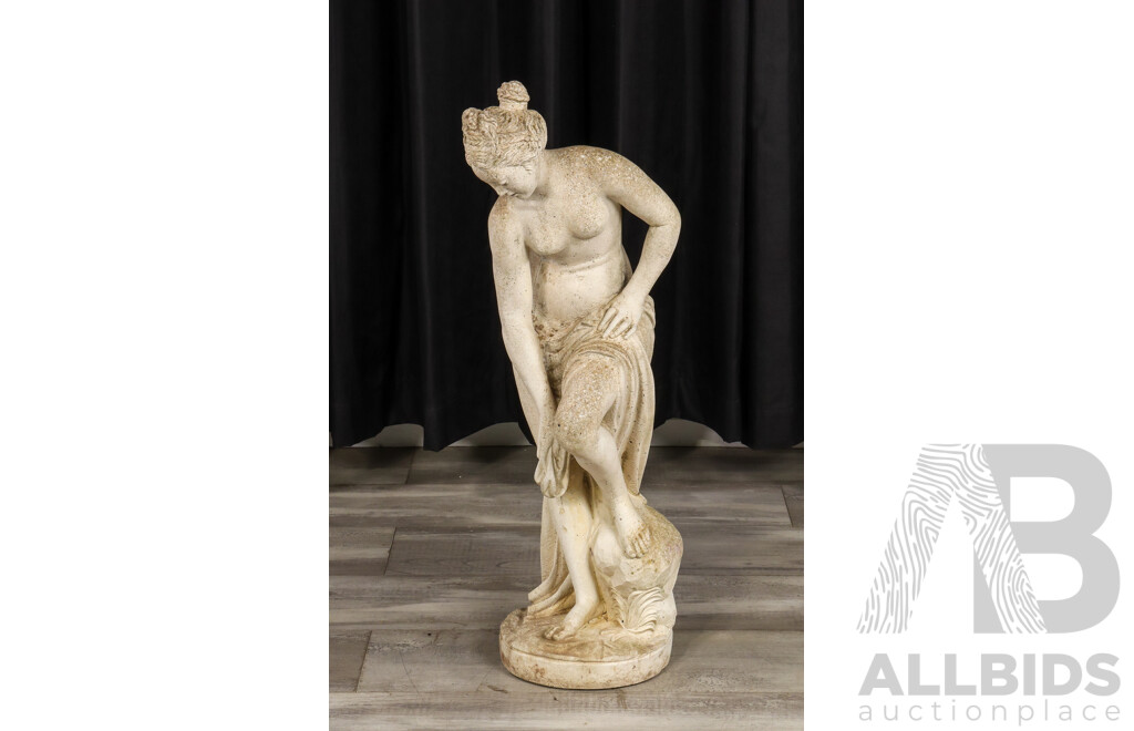 Vintage Cast Concrete Garden Figure of a Maiden