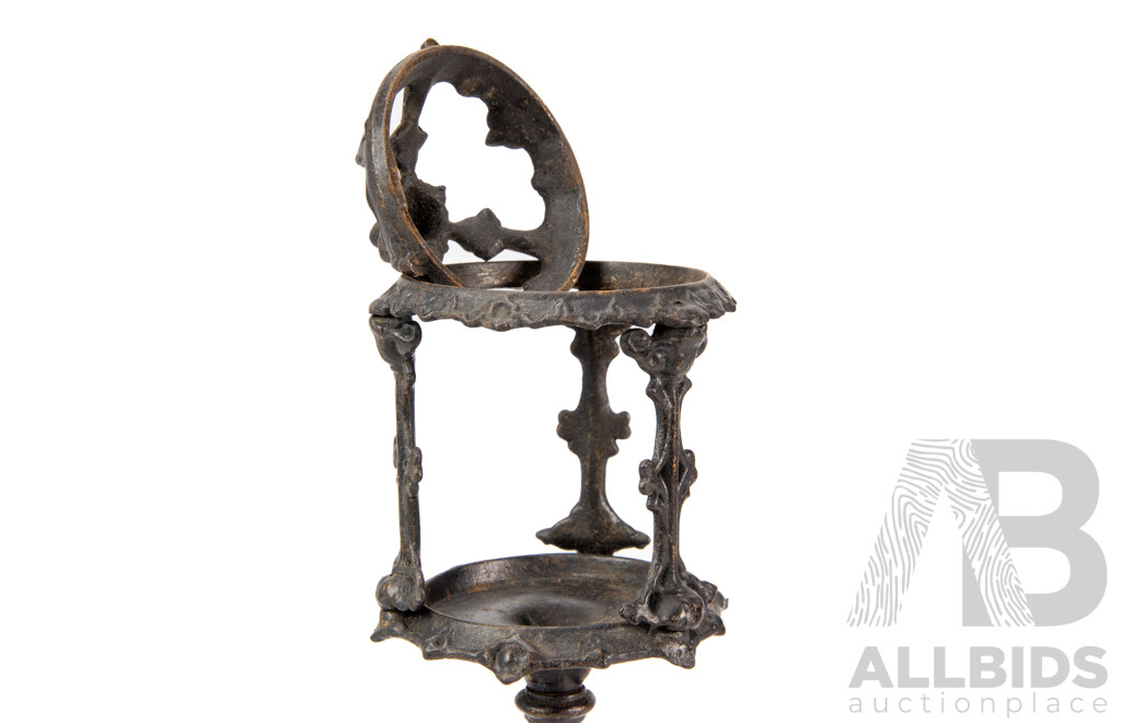 Pair of Ornate Pewter E G Zimmerman Candlesticks with Pierced Caps