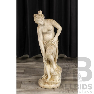 Vintage Cast Concrete Garden Figure of a Maiden