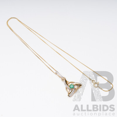 Gold Plated 925 Sterling Silver Necklace and Emerald Pendant - 4.25gms