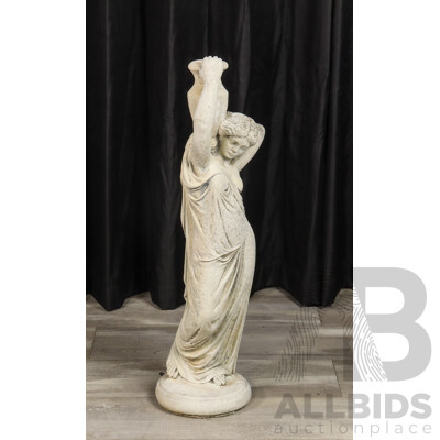 Vintage Concrete Water Fountain of a Urn Carring Maiden