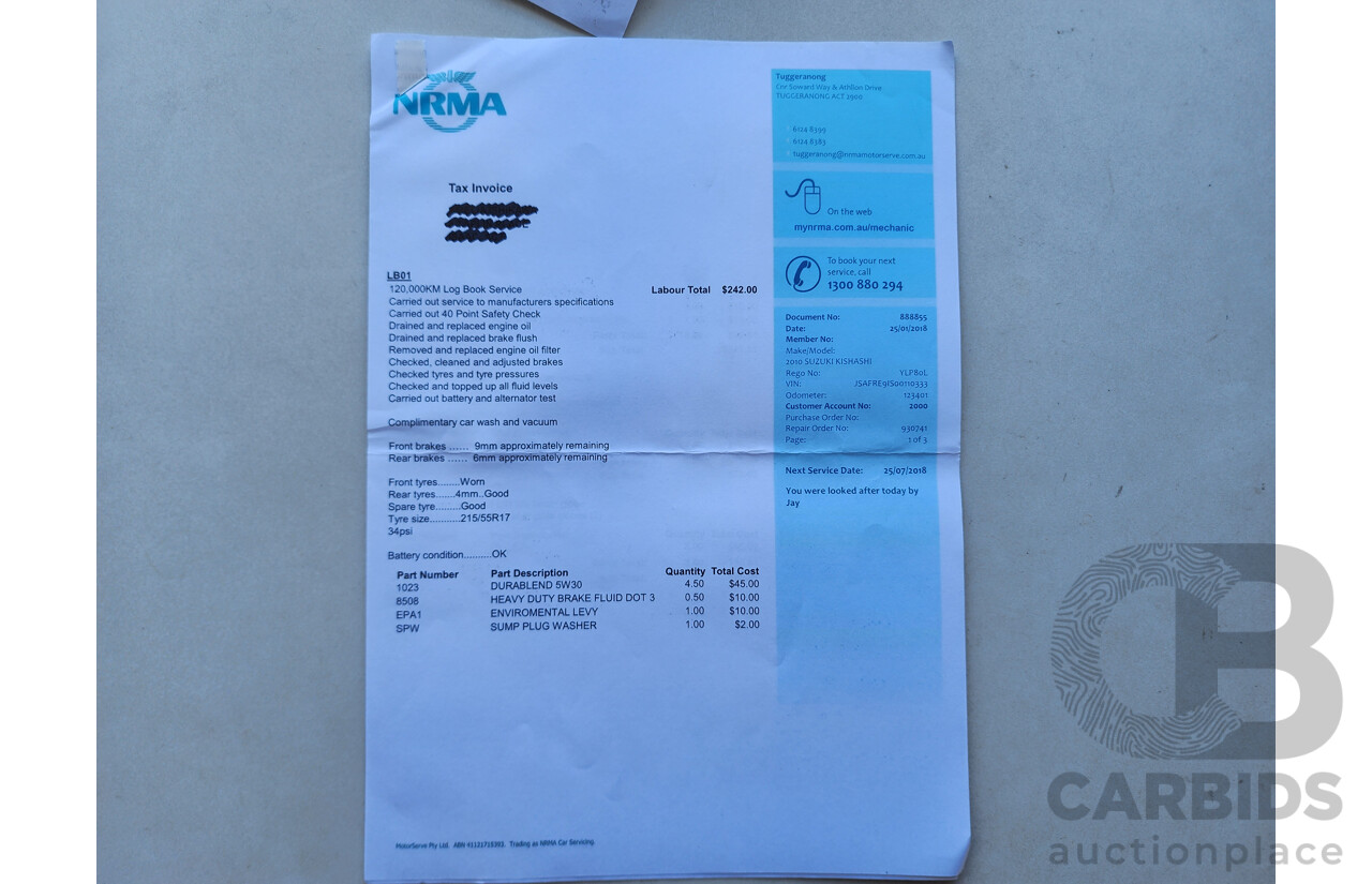 12/2010 Suzuki Kizashi XL FR 4d Sedan White 2.4L