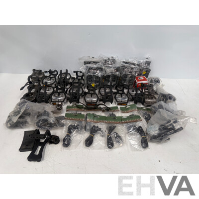 Spin Bike Pedals with Half Toe Clips + Wellgo Straps + Spares
