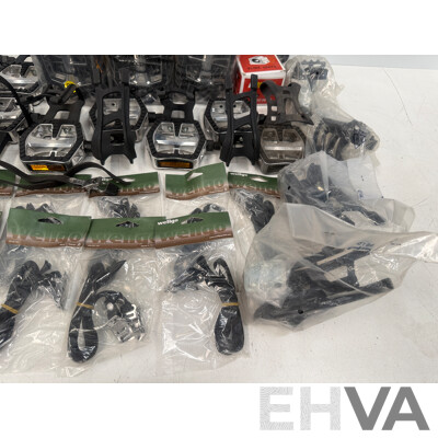 Spin Bike Pedals with Half Toe Clips + Wellgo Straps + Spares