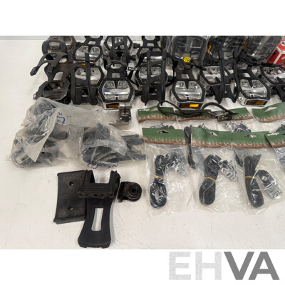 Spin Bike Pedals with Half Toe Clips + Wellgo Straps + Spares