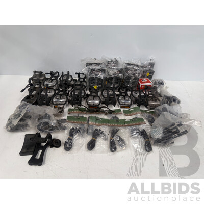 Spin Bike Pedals with Half Toe Clips + Wellgo Straps + Spares