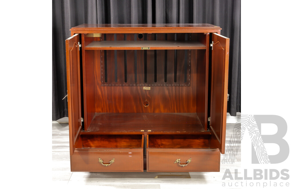 Mahogany Two Door Vintage Entertainment Cabinet by Bell Bros Furniture