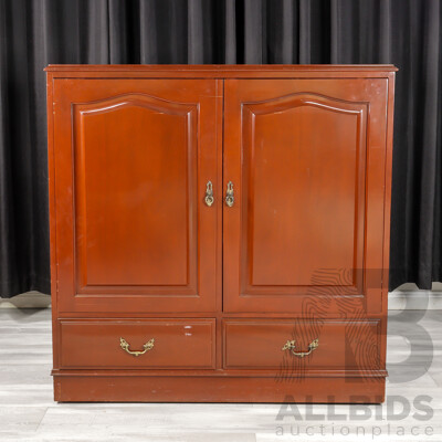 Mahogany Two Door Vintage Entertainment Cabinet by Bell Bros Furniture