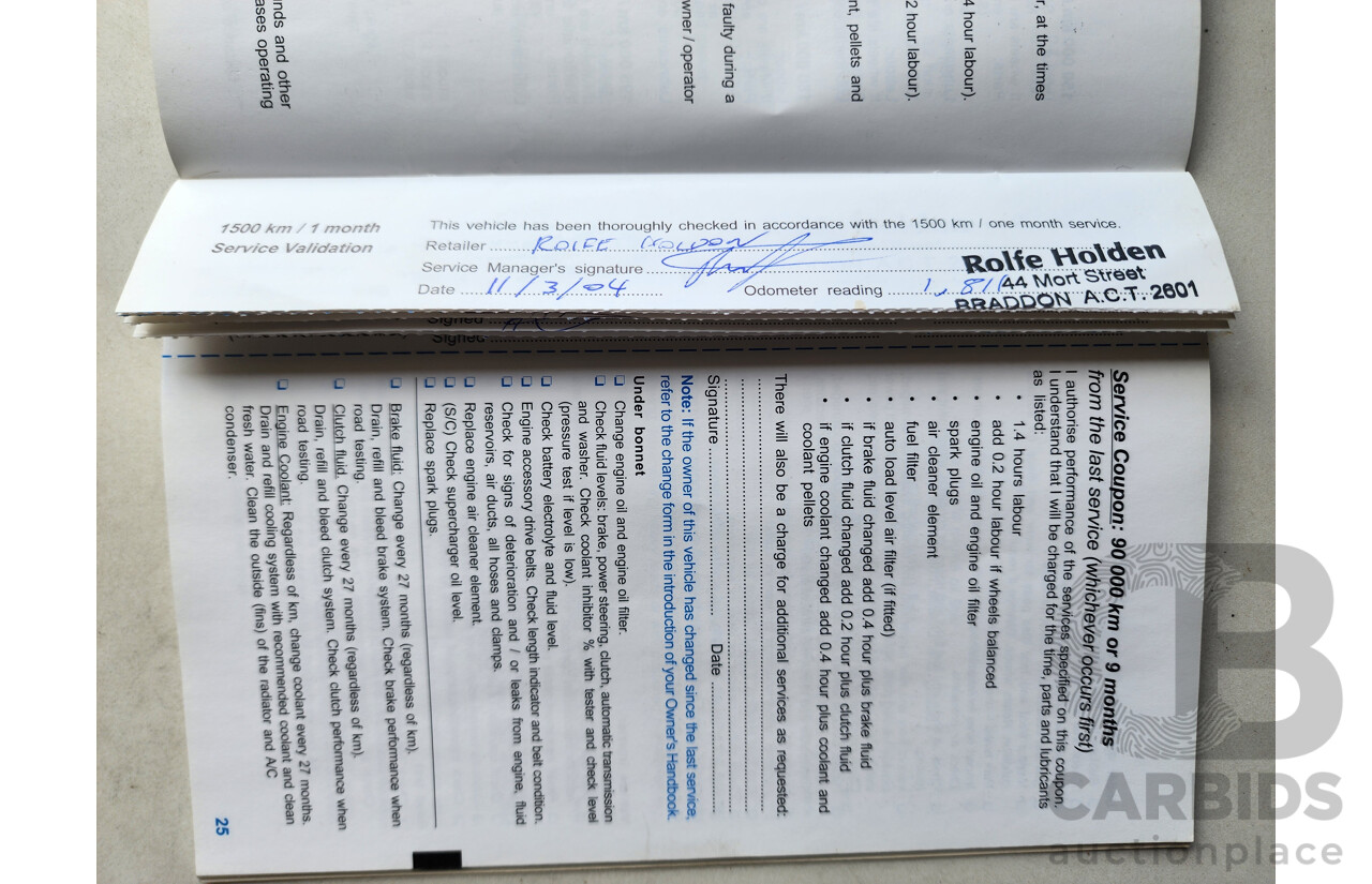 1/2004 Holden Commodore S VYII 4d Sedan Red 3.8L