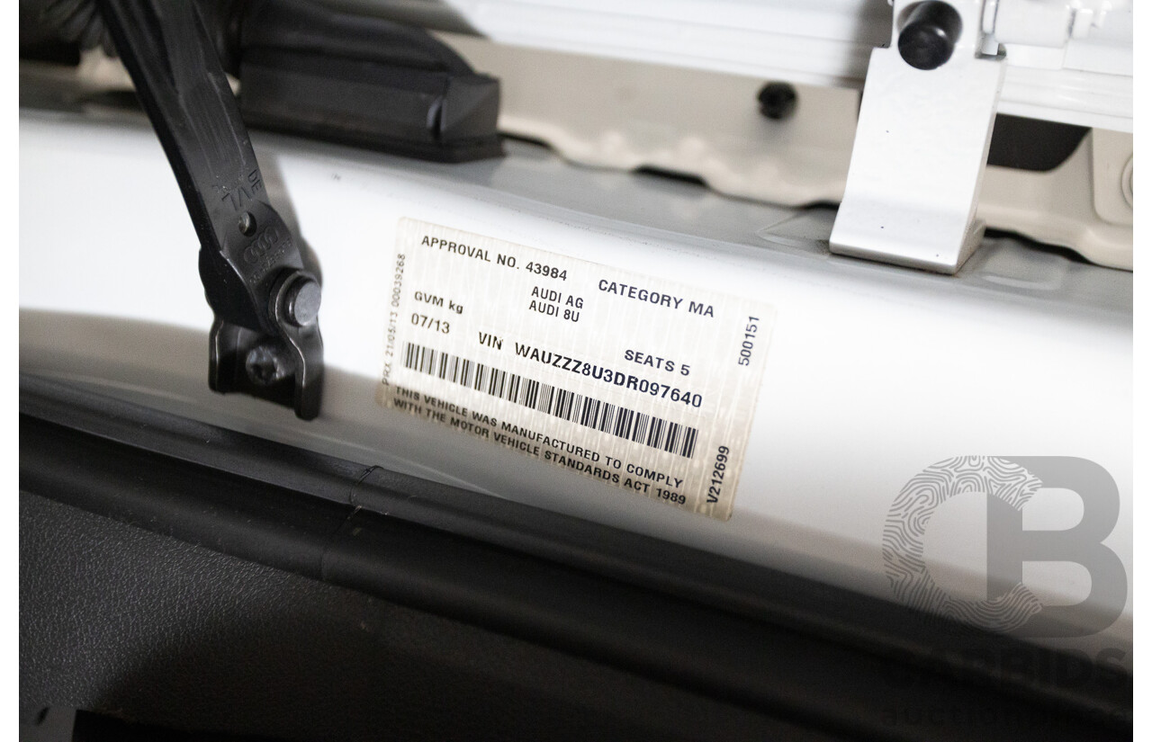 7/2013 Audi Q3 2.0 TFSI QUATTRO (125kW) 8U 4D Wagon Glacier White Turbo 2.0L