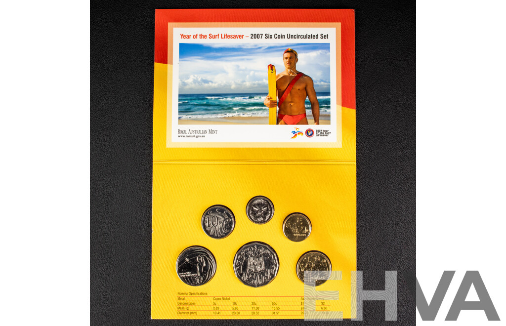 Australian RAM 2007 Six UNC Coin Set, Year of the Surf Lifesaver
