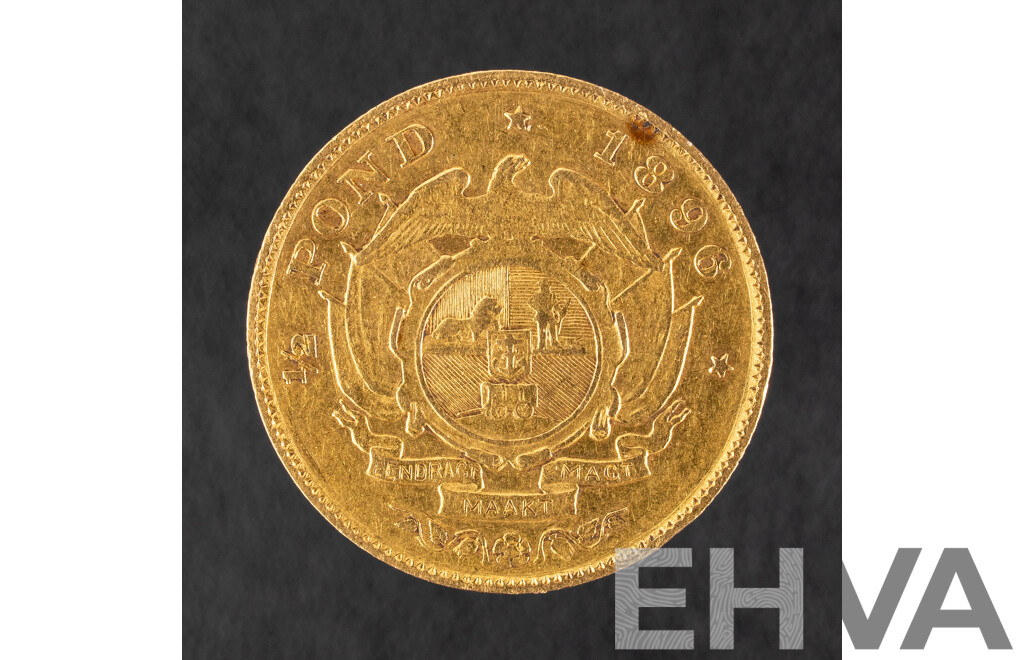 South Africa 1896 Gold Half Pound Coin .917