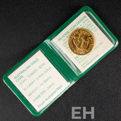 Australian RAM 1982 Gold Two Hundred Dollar Coin, XII Commonwealth Games .916