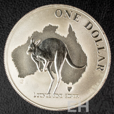 Australian RAM 2000 Frosted Silver One Dollar Coin, Silver Roo .999