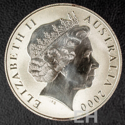 Australian RAM 2000 Frosted Silver One Dollar Coin, Silver Roo .999