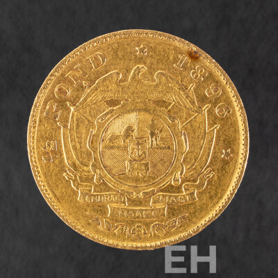 South Africa 1896 Gold Half Pound Coin .917