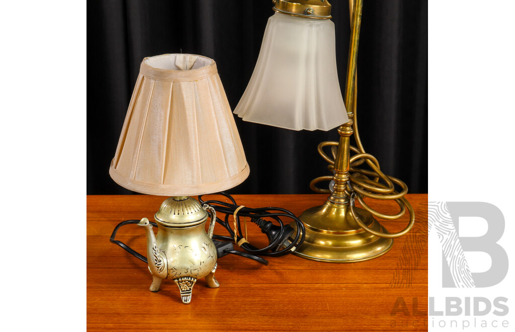 Brass Articulated Desk Lamp and Kettle Example