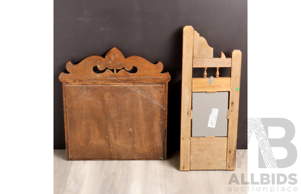 Edwardian Pine Dresser Mirror and Wall Mount Support