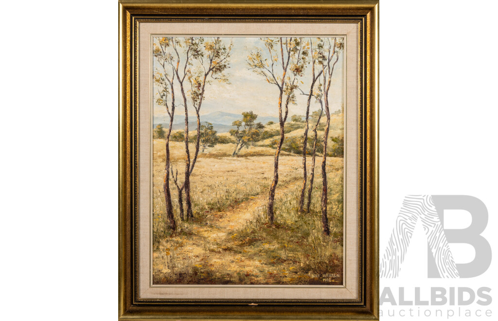 Wilf Warren (20th Century, Australian), the Path Less Travelled,  Original Vintage Oil on Canvas Board, 57 X 47 Cm (frame)